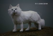 large 38x24cm simulation fox toy white furry fur fox hard model home decoration gift h1139 2024 - buy cheap