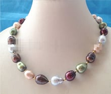 CBN371  Huge 19" 15mm multicolor baroque rice freshwater pearl necklace - GP clasp 2024 - buy cheap