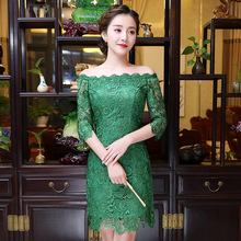 Vestido feminino tomara que caia renda chinesa qipao, vestido curto justo oriental chinês tradicional para festa de casamento 90 2024 - compre barato