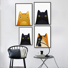 Minimalist Nordic Black White Kawaii Animals Cat Art Prints Poster Nursery Wall Picture Canvas Painting Kids Room Decor No Frame 2024 - buy cheap