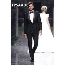 black terno masculino custom groom men suit tuxedo man groomsmen suit man wedding men suits jackets + pants + bow tie 2024 - buy cheap