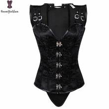 Steampunk Gothic Corset Punk Steel Boned Bustier Floral Adjustable Shoulder Strap Korsett Retro Vintage Gorset Minceur Costume 2024 - buy cheap