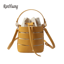 RanHuang Women Small Bucket Bags Fashion Shoulder Bags Pu Leather Ladies Messenger Bags Hollow Out Designer Crossbody Bags A1476 2024 - buy cheap
