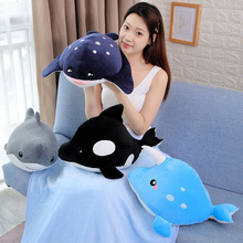 Peluche de pez con dibujos animados de 50cm, manta suave de 170cm de tiburón, narval, ballena matamoscas, Kawaii 2024 - compra barato