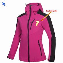 Customize LOGO Thermal Fleece Waterproof Hoodies Softshell Jacket Women Windproof Outdoor Hiking Camping Trekking Clothing 2024 - buy cheap