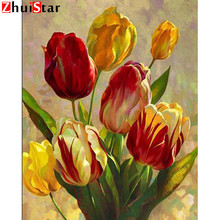 5D diamond painting full square stitch Flower tulip Diamond embroidery rhinestones pictures full display diamond mosaic WHH 2024 - buy cheap