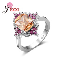 Explosion Models 925 Sterling Silver Ring Square Gold Yellow Crystal Zircon Around Small Crystal Jewelry Christmas Gifts 2024 - buy cheap