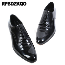 Genuine Leather Men Pointed Toe Dress Shoes Black Wedding Brand Luxury Lace Up Runway Burgundy British Style Oxfords Business 2024 - buy cheap
