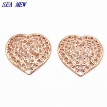 SEA MEW 100 PCS 21*22mm Fashion Copper 7 Colors Plated Heart Filigree Connectors Charm For Jewelry Making 2024 - buy cheap