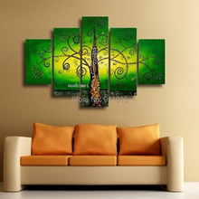 Handmade Wall Art Paintings Home Decor Pachira Macrocarpa Abstract Tree Landscape Oil Painting On Canvas Green Picture On Canvas 2024 - buy cheap