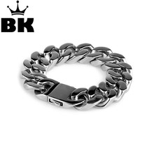 Men's Fashion Stainless Steel Bracelet Hip Hop High Polished 19.5mm Width Cuban Curb Chain Link Bracelet Wholesale Jewelry 2024 - buy cheap