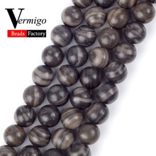 Natural Stone Beads Black Wood Jaspers Loose Beads For Jewelry Making Minerals 6 8 10mm Diy Bracelet Necklace Jewellery 15inches 2024 - buy cheap