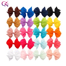 CN 20pcs/lot 4" Hair Bow for Girls Solid Ribbons Hairbows Clip Hairgrips Handmade Barrettes for Kids Headwear Hair Accessories 2024 - buy cheap