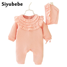 2016 Winter Newborn Baby Girl Clothes Sets Princess Kids Birthday Dress Girls Lace Rompers+Hats Baby Clothing Infant Jumpsuit 2024 - buy cheap