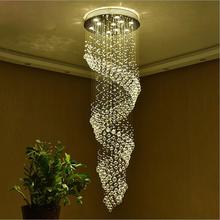 Stair light long chandelier crystal light hanging line duplex led rotating staircase villa living room large hanging lights 2024 - buy cheap