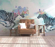 Decorative wallpaper Hand-painted Flower Zebra Background Wall 2024 - buy cheap