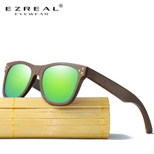 Óculos de sol ezreal de madeira, óculos de sol polarizados de madeira uv400 bambu com estojo de madeira 2024 - compre barato