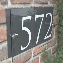 Contemporary 200x140mm House Number Sign Plaque  Glass Effect Acrylic Door Sign 2024 - buy cheap