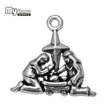 my shape 30pcs diy zinc alloy tibetan silver Plated Nativity Scene religious charm floating pendants lockets for jewelry making 2024 - buy cheap