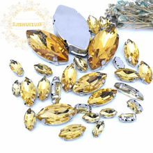 8 tamanhos 30pcs frete grátis! Cristal de vidro em formato de cavalo amarelo dourado costurar em strass com decoração de casamento faça você mesmo 2024 - compre barato