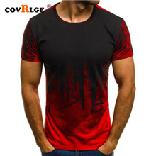 Мужская футболка с коротким рукавом Covrlge, повседневная облегающая футболка для фитнеса с принтом и круглым вырезом, модель MTS523 на лето, 2019 2024 - купить недорого