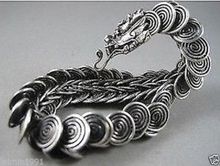 FREE shipping>>>> Chinese Tibet silver carved dragon Head Men bracelet 2024 - buy cheap