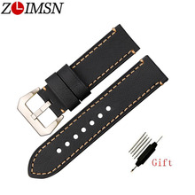 ZLIMSN Hand Stitching Vintage Watchbands Men Genuine Leather 22mm 24mm Calfskin Watch Band Strap Metal Buckle Accessories 2024 - buy cheap