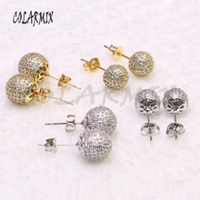 5 pairs round ball stud earrings zircon earrings crystal Trendy jewelry stud for women jewelry gift mix colors 5346 2024 - buy cheap