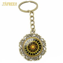 TAFREE Floral Mandala Art Picture Keychain Vintage Glass Cabochon Metal Keyring Key Chain Geometry Yoga Om Fashion Jewelry HT57 2024 - buy cheap