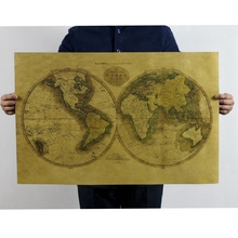 Винтажная мировая карта бумажная постеры наклейки на стену Ретро стиль для изучения Римский домашний декор искусство 47x72 см CP0622 2024 - купить недорого