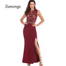 Ziamonga-vestido ceñido sin mangas para mujer, vestido largo Formal de fiesta, elegante, con lentejuelas y abertura alta, Sexy, 2019 2024 - compra barato
