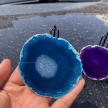 2pcs High quality blue and violet agate stone transparent natural crystal agate cup cushion decorates beautiful grain stone 2024 - buy cheap