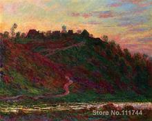 Pinturas para el dormitorio The Village of La Roche Blond Sunset Claude Monet reproducción artística de alta calidad pintada a mano 2024 - compra barato