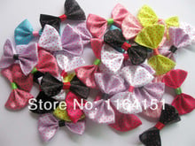 100pcs 25*35mm Dots Printed Ribbon Bowtie Kawaii Ribbon Flower Garment Craft accessory gift decorated/satin silk flower 2024 - buy cheap