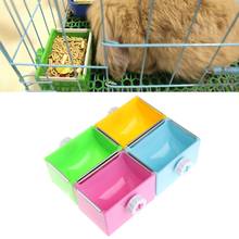 Pet Feeding Bowl Rectangle Plastic Fix Cage Food Water Feeder Bowl For Rabbits Cats Bird Pet 2024 - buy cheap