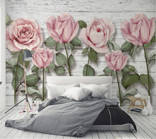 Beibehang-papel tapiz personalizado 3D para pared, mural de madera pintado a mano, rosa, Fondo de TV, pared, sala de estar, dormitorio, mural, papel tapiz 3D 2024 - compra barato