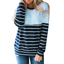 Women Fashion Casual Loose Tops Casual Stripe Long Sleeve Striped Jumper O Neck Pullover Sexy Womens Blouse Shirts Sweatshirt 2024 - buy cheap