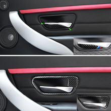 Carbon Fiber Car Interior Door Pull Handle Bowl Protective Cover Trim For BMW 3 4 Series F30 F32 2013 2014 2015 2016 2017 2018 2024 - buy cheap