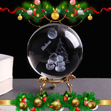 Bola de cristal de neve 3d 80mm, gravação a laser em miniatura, esfera decorativa de natal, presente de vidro do globo de vidro, ornamento de decoração para casa 2024 - compre barato