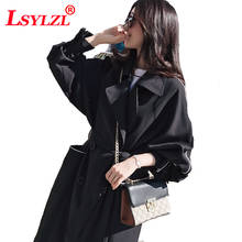 2020 New Spring Autumn Women Coat European style Long Sleeve Casual Trench Coat Long Fashion Slim Black Blue Trench Coats B385 2024 - buy cheap