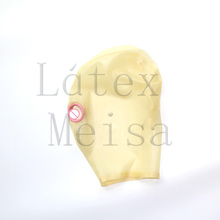 With penis design transparent latex bondage hood without zipper decorations what is made of 0.4mm thickness latex material 2024 - buy cheap