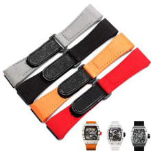 27MM Nylon Canvas Stitching Genuine Leather Watchband For Men r ichard MILLE Watch Belt Strap Accessory Bracelet Wrist Sport 2024 - buy cheap