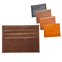 100% Genuine Leather Vintage Credit ID Card Holder Multiple Business Card Holder Horizontal Card Bag Customiz Name LOGO 2024 - buy cheap