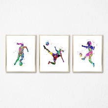 Soccer Sport Watercolor Poster Print Women's Soccer Party Wall Art Canvas Painting Picture Home Girls Room Wall Art Decor 2024 - buy cheap