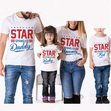 Roupas visual de família combinando, camiseta curta de algodão para mãe, filha e pai, filho, roupas, estrela, estampa criativa, roupas 2024 - compre barato