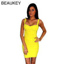 Yellow Cross Spaghetti Strap Rayon Knitted Elastic 2016 Sweetheart  Sexy Women Bodycon  Dress 2024 - buy cheap