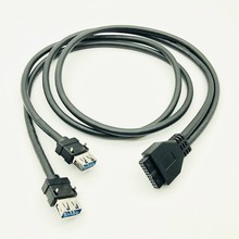 Cable de Panel frontal USB 3,0, conector USB 3,0 de alta velocidad de 20 pines a puertos duales, concentrador USB 3,0 con pie fijo para PC y ordenador 2024 - compra barato