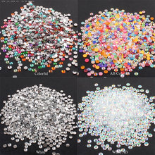 Pedras de strass para decoração de arte de unha, 2-6mm, 1000 peças, cristal transparente, ab, nenhuma hotfix, volta lisa, para roupas, telefone e 2024 - compre barato