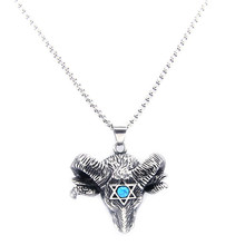2019 Fashion Star Goat Pendant 316L Stainless Steel Jewelry Mens Blue Stone Pendant Necklace 2024 - buy cheap