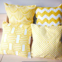 yellow embroidery pillow case embroidered decorative cushion cover home decor cotton pillowcase for sofa 45x45cm 2024 - buy cheap